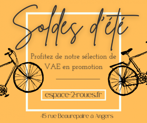 Soldes d'été dans votre magasin Espace 2 roues à Angers, magasin de vélo et vélo à assistance 